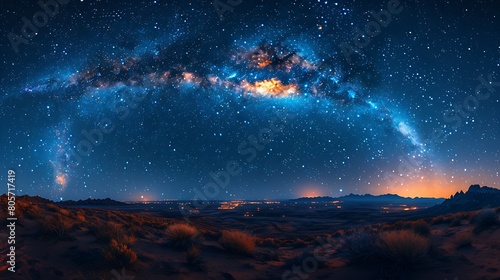 Starry Night Sky  A breathtaking view of the Milky Way galaxy stretching across the dark expanse above.