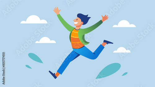 A person lets out a joyful cry as they jump and dance freely leaving behind selfimposed limitations.. Vector illustration