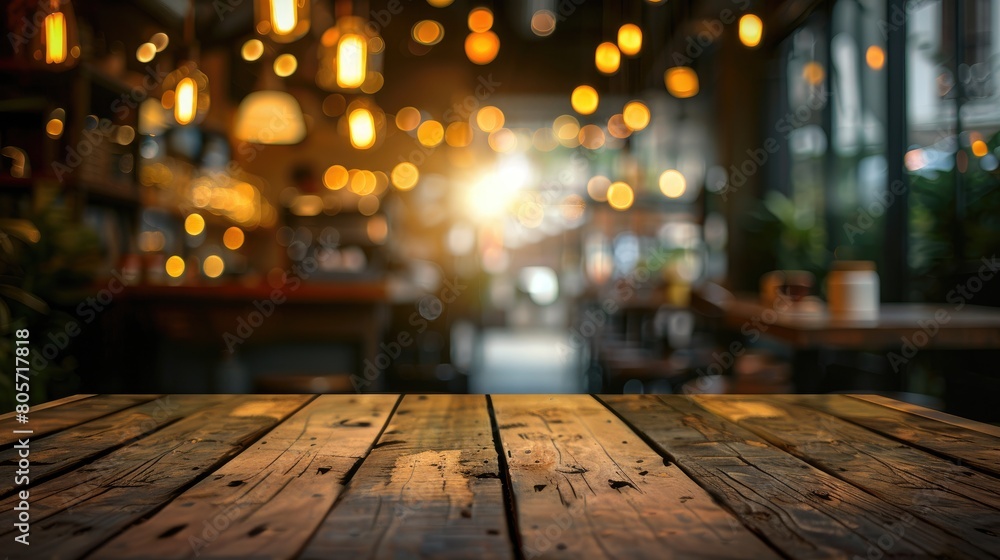 An empty coffee table against a defocused coffee shop backdrop, offering calm and copy space. Ai Generated. An empty coffee table against a defocused coffee shop backdrop, offering calm and copy space. Ai Generated.