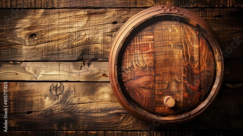 Simple yet rustic, a background of a barrel evokes a touch of tradition and the charm of craftsmanship. Ai Generated.