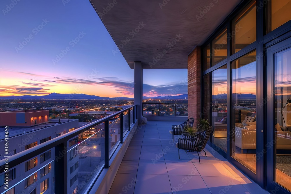 serene apartment balcony at tranquil evening dusk architectural photography