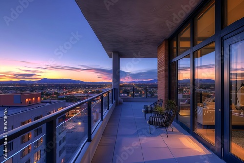serene apartment balcony at tranquil evening dusk architectural photography