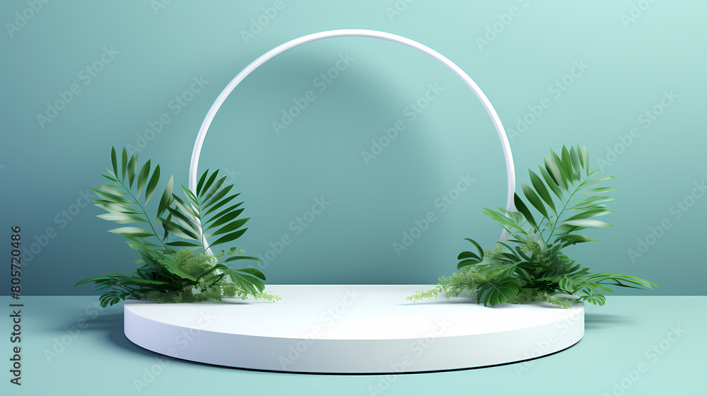 3D rendering white empty podium platform 3D rendering white empty podium platform