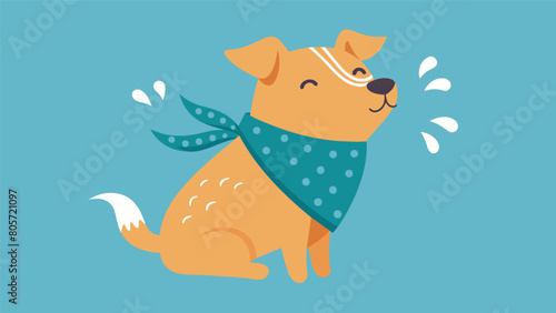 A stylish bandana that emits a calming aroma when your pet begins to show signs of anxiety or stress.. Vector illustration
