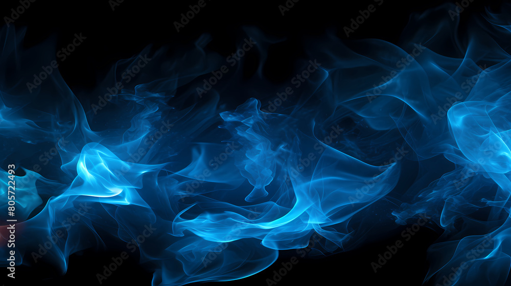 Obraz premium Blue smoke on black background