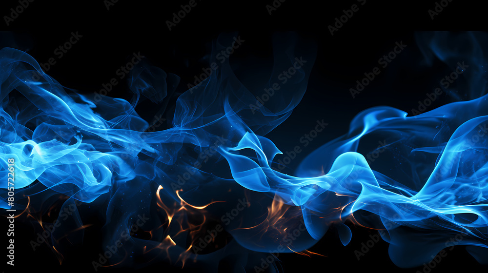 Obraz premium Blue smoke on black background