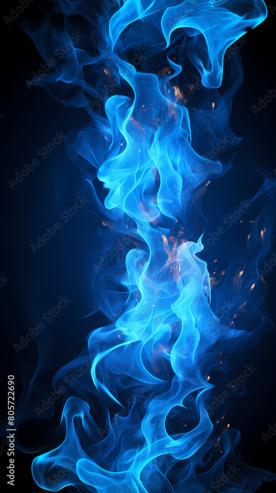 Obraz premium Blue smoke on black background