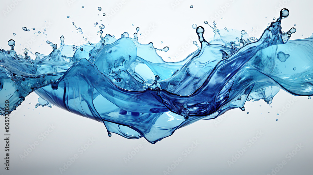 Obraz premium Flowing Light Blue Color Paint Water On Plain White Background