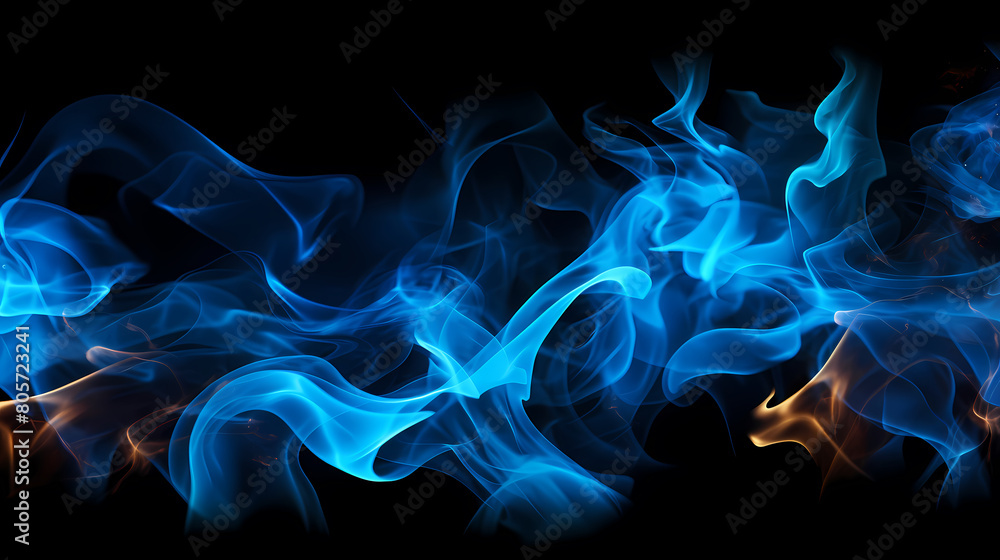 Blue smoke on black background