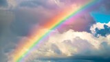 A vibrant rainbow stretching across a cloudy sky, symbolizing hope and resilience in the face of adversity