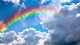 A vibrant rainbow stretching across a cloudy sky, symbolizing hope and resilience in the face of adversity