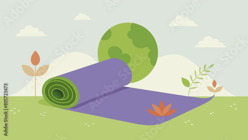 A lightweight yoga mat crafted from organic cotton and natural rubber providing a nontoxic practice for both your body and the planet.. Vector illustration