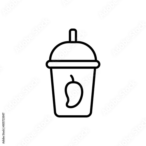 Mango juice outline icons, minimalist vector illustration ,simple transparent graphic element .Isolated on white background