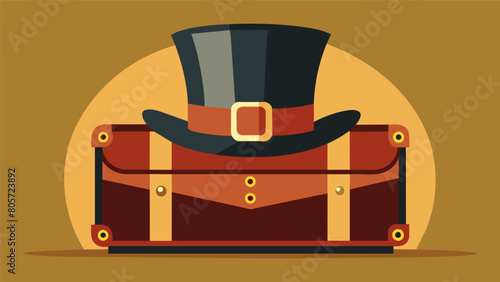 A tophatshaped steamer trunk evoking images of a bygone era of luxury and grandeur.. Vector illustration