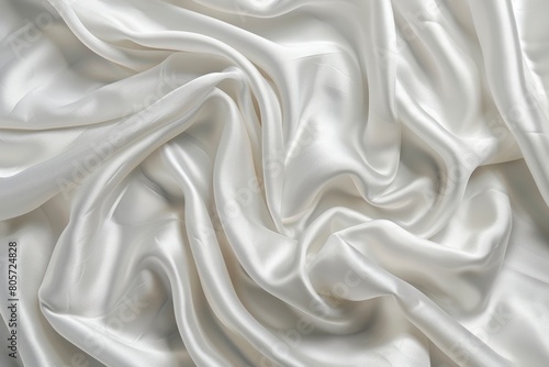 Abstract White Satin Silky Cloth for background, Fabric Textile Drape with Crease Wavy Folds.with soft waves,waving in the wind - generative ai