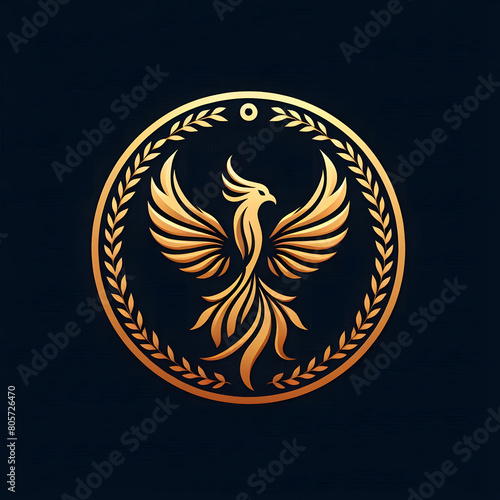 Wallpaper Mural AI Generate of Luxury Phoenix Logo Stock Vector with dark black background Torontodigital.ca