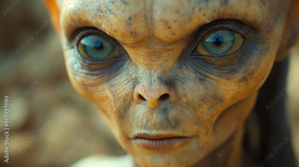 Intricate Detail of an Alien Face in a Natural Setting Intricate Detail of an Alien Face in a Natural Setting