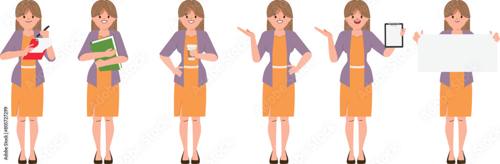 Set of businesswoman pose. Character design. Set of businesswoman pose. Character design.