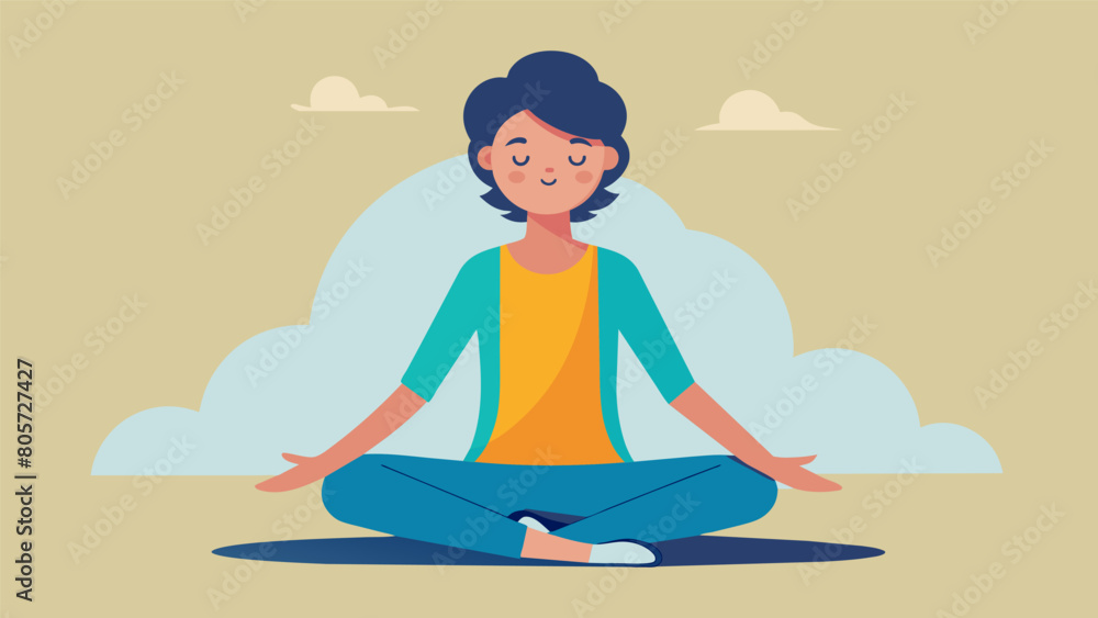 With eyes closed breathing deeply finding release and rejuvenation with a quick yoga flow on your recovery day.. Vector illustration