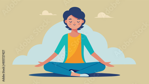 With eyes closed breathing deeply finding release and rejuvenation with a quick yoga flow on your recovery day.. Vector illustration