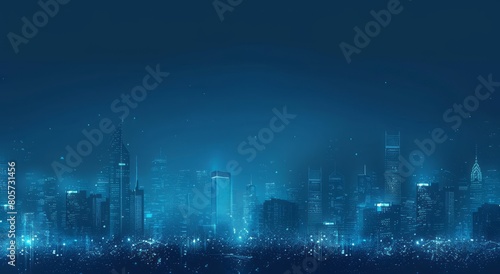 Abstract blue digital cityscape background with glowing lines and shapes  representing technology or futuristic urban development