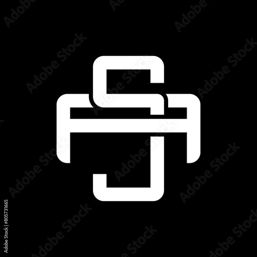 Initial letters A and M, AS, SA, logo, overlapping, monogram, white color on black background photo