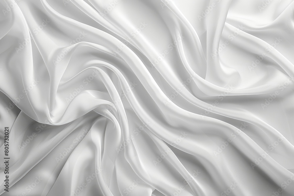 Abstract White Satin Silky Cloth for background, Fabric Textile Drape with Crease Wavy Folds.with soft waves,waving in the wind - generative ai