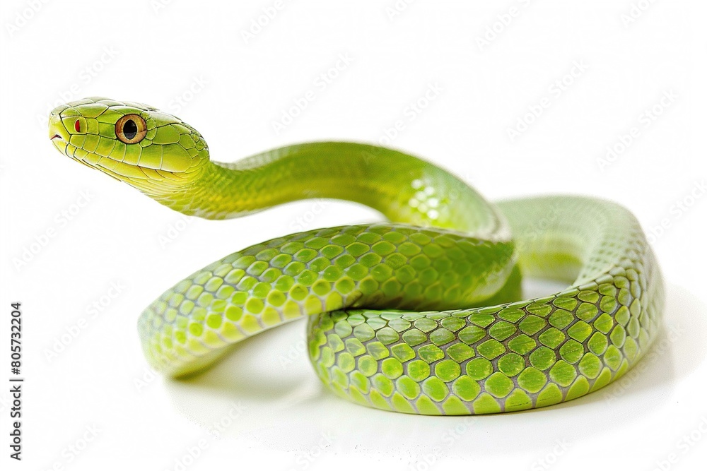 Eastern Green Mamba, isolated on white Eastern Green Mamba, isolated on white