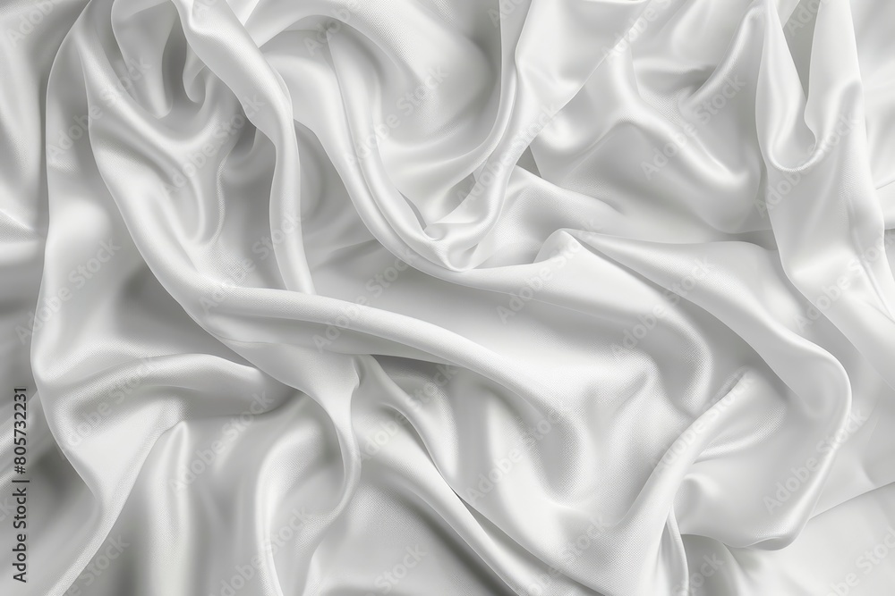 Abstract White Satin Silky Cloth for background, Fabric Textile Drape with Crease Wavy Folds.with soft waves,waving in the wind - generative ai