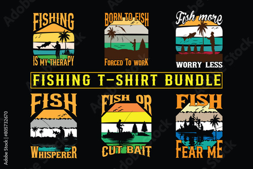 Fishing t shirt Design bundle vector shirt design vintage and retro style tee