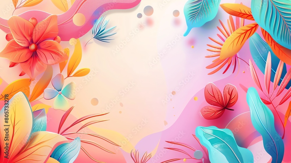 Abstract summer backdrop with watercolor textures and brush strokes