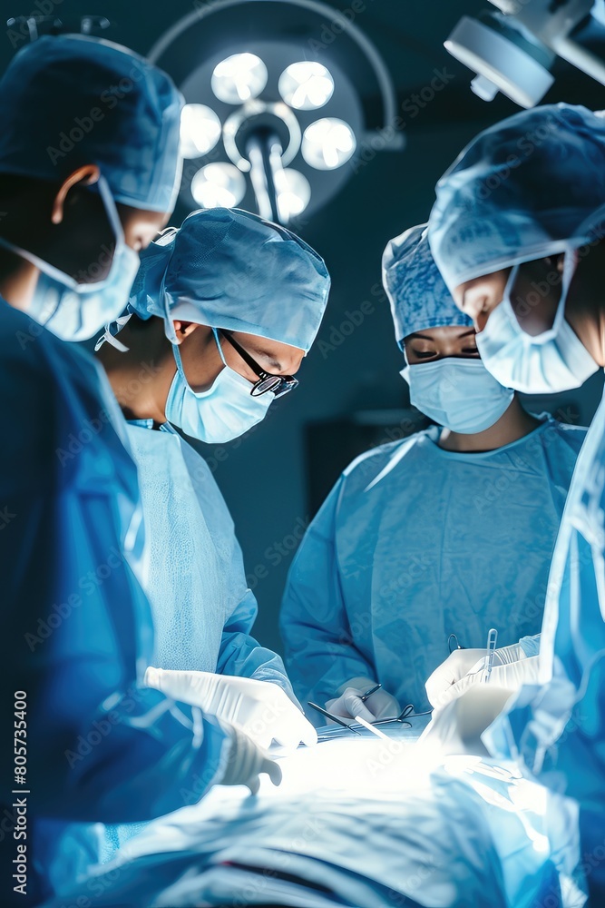 A dedicated team of surgeons skillfully performing a life-saving operation. A dedicated team of surgeons skillfully performing a life-saving operation.