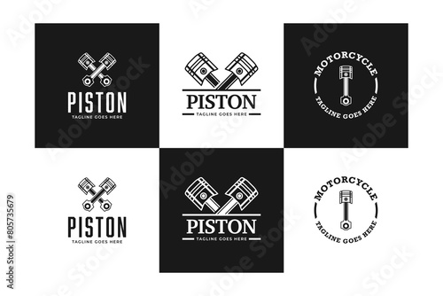 Piston car or motorcycle logo design template vector illustration idea