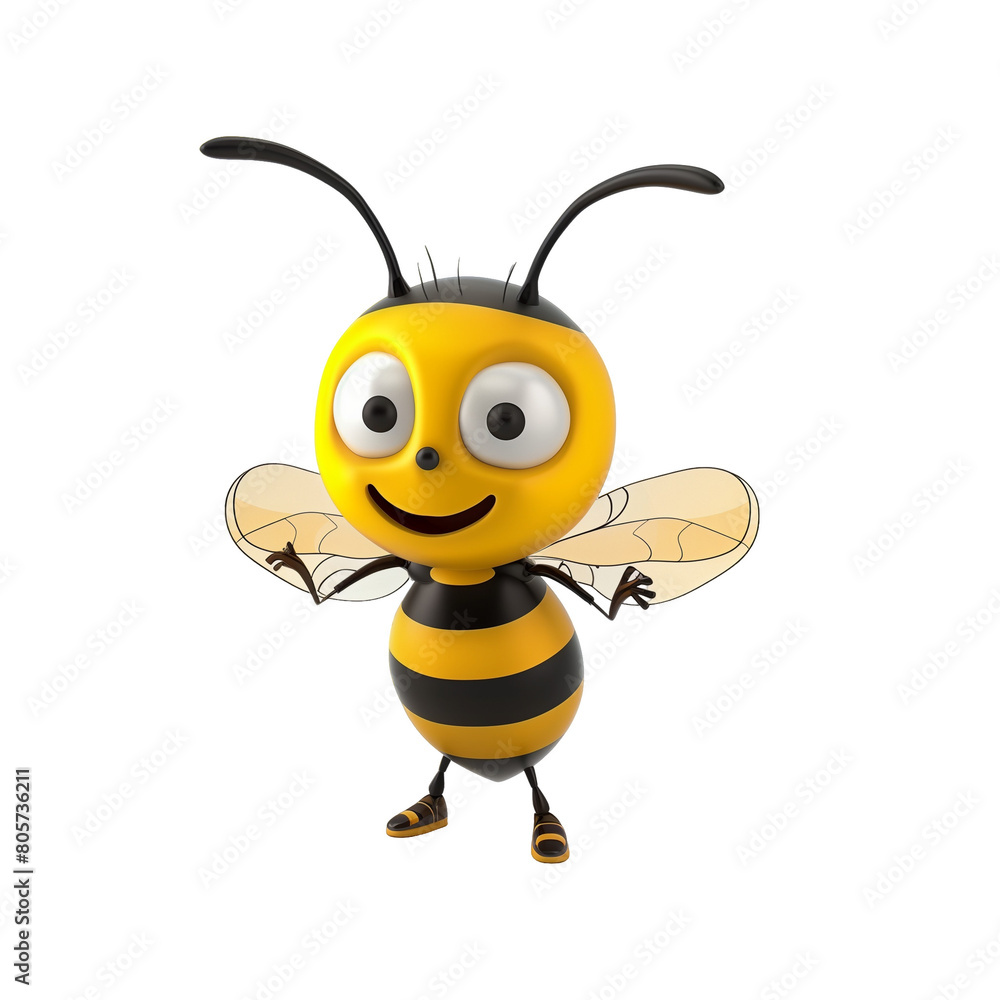 Wasp cartoon is happy, illustration 3d style illustration for children. Bee on transparent background. Used for prints, stickers, collages Wasp cartoon is happy, illustration 3d style illustration for children. Bee on transparent background. Used for prints, stickers, collages