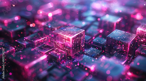 Pink and Gray 3D Cube Abstract Background