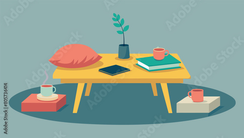 Instead of a traditional desk a low table with floor cushions allows for a more relaxed and informal work style promoting a balanced approach to.