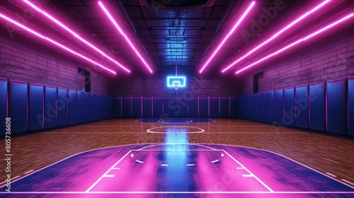 game corridor wall indoor room background empty neon interior arena basketball hall