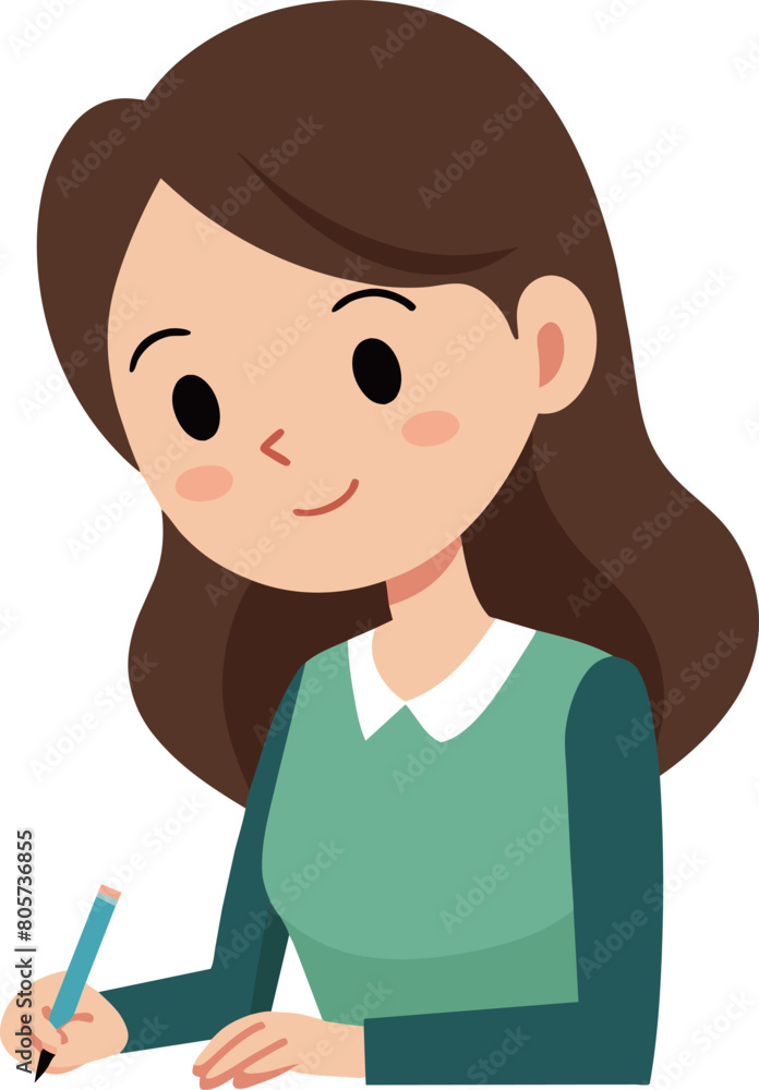 woman student writing and learning cartoon illustration woman student writing and learning cartoon illustration