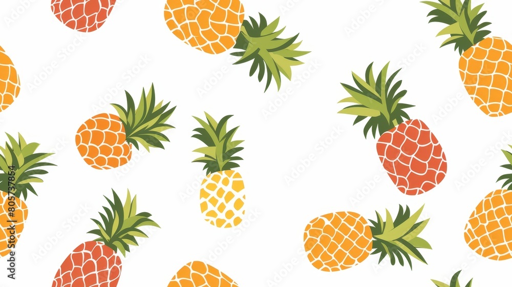 watercolor seamless pattern of pineapple. watercolor seamless pattern of pineapple.