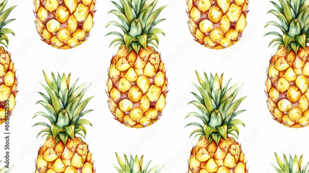 watercolor seamless pattern of pineapple. watercolor seamless pattern of pineapple.