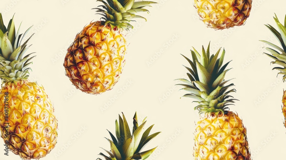watercolor seamless pattern of pineapple. watercolor seamless pattern of pineapple.