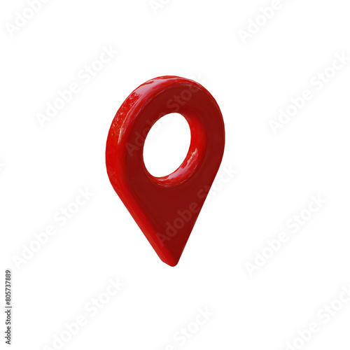 Location pin 3D transparent PNG. 3D Location pin with red color. GPS location pin.