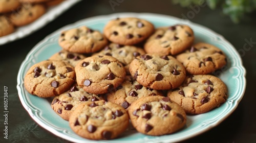 sweet chocolate chip cookies on plate
