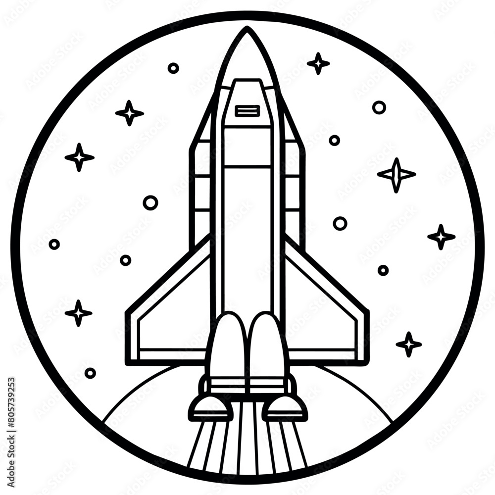 Space shuttle outline coloring book page line art illustration digital drawing Space shuttle outline coloring book page line art illustration digital drawing