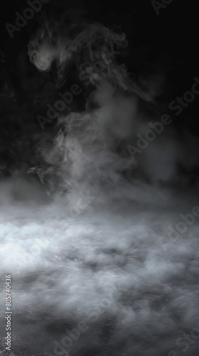 Smoke black ground fog cloud floor mist background steam dust dark white horror overlay. Ground smoke haze night black water atmosphere 3d magic spooky smog texture isolated transparent effect circle © Mentari