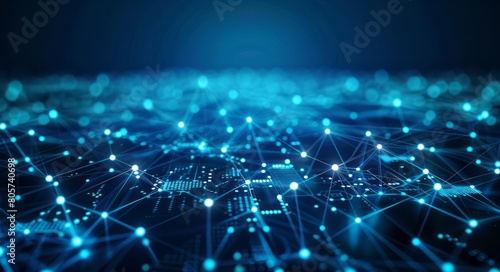 Abstract background highlighting blue glowing connections and dots set against a dark blue gradient, illustrating the seamless integration of modern technology