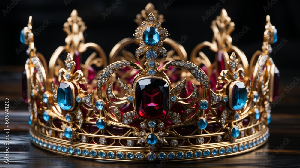 A royal crown made of gold bars and precious stones, representing investment success
