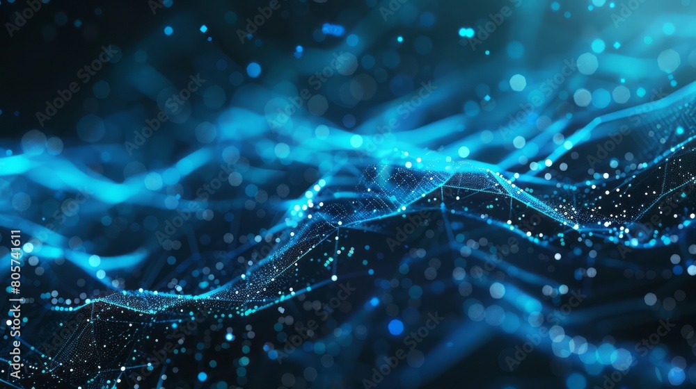 Abstract technology background with blue glowing connections and dots on a dark background Abstract technology background with blue glowing connections and dots on a dark background