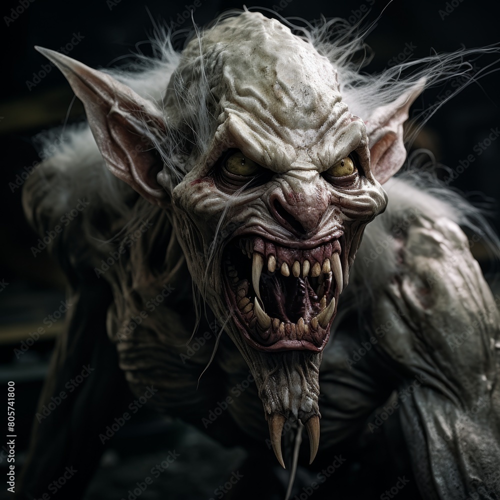 Terrifying fantasy creature with sharp teeth and claws Terrifying fantasy creature with sharp teeth and claws