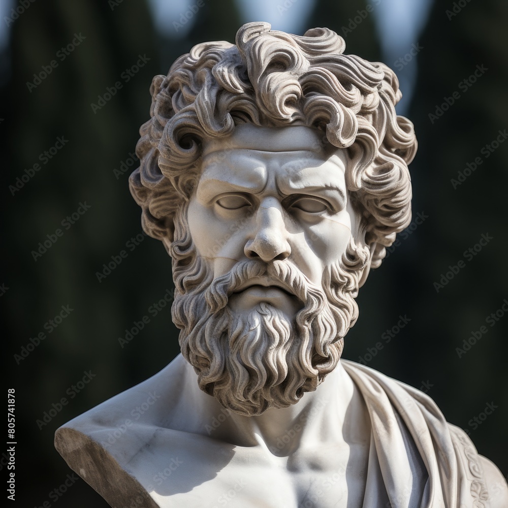 Detailed sculpture of a pensive bearded man Detailed sculpture of a pensive bearded man